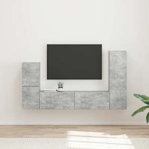 Sestava TV skříněk 4 pcs Betonově šedá kompozitní dřevo - obrázek 1