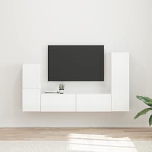 Sestava TV skříněk 4 pcs Vysoce lesklá bílá kompozitní dřevo - obrázek 1