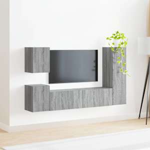 Sestava TV skříněk Nástěnný 4 pcs Šedá Sonoma kompozitní dřevo - obrázek 4