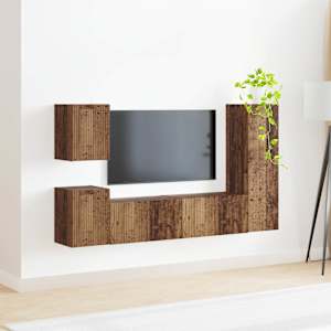 Sestava TV skříněk Nástěnný 4 pcs Staré dřevo kompozitní dřevo - obrázek 4