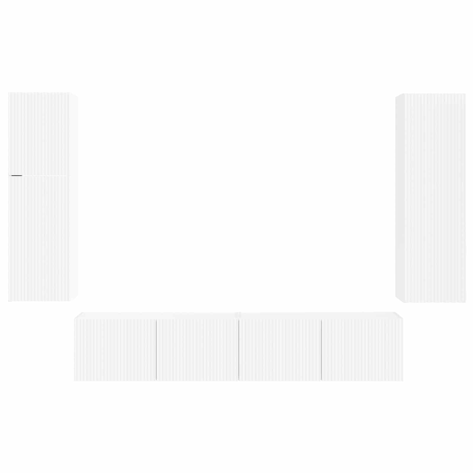 Telerikapi komplekt Seinale kinnitatav 4 pcs Valge Tehispuit 55 Kõik vajalik sinu aeda ja koju! Telerikapi komplekt Seinale kinnitatav 4 pcs Valge Tehispuit - Image 9