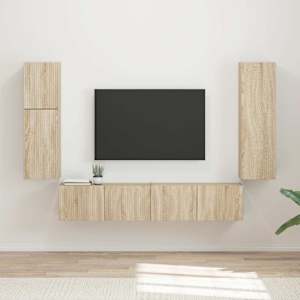 Sestava TV skříněk Nástěnný 4 pcs Sonoma dub kompozitní dřevo - obrázek 1