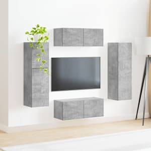 Sestava TV skříněk 4 pcs Betonově šedá kompozitní dřevo - obrázek 4