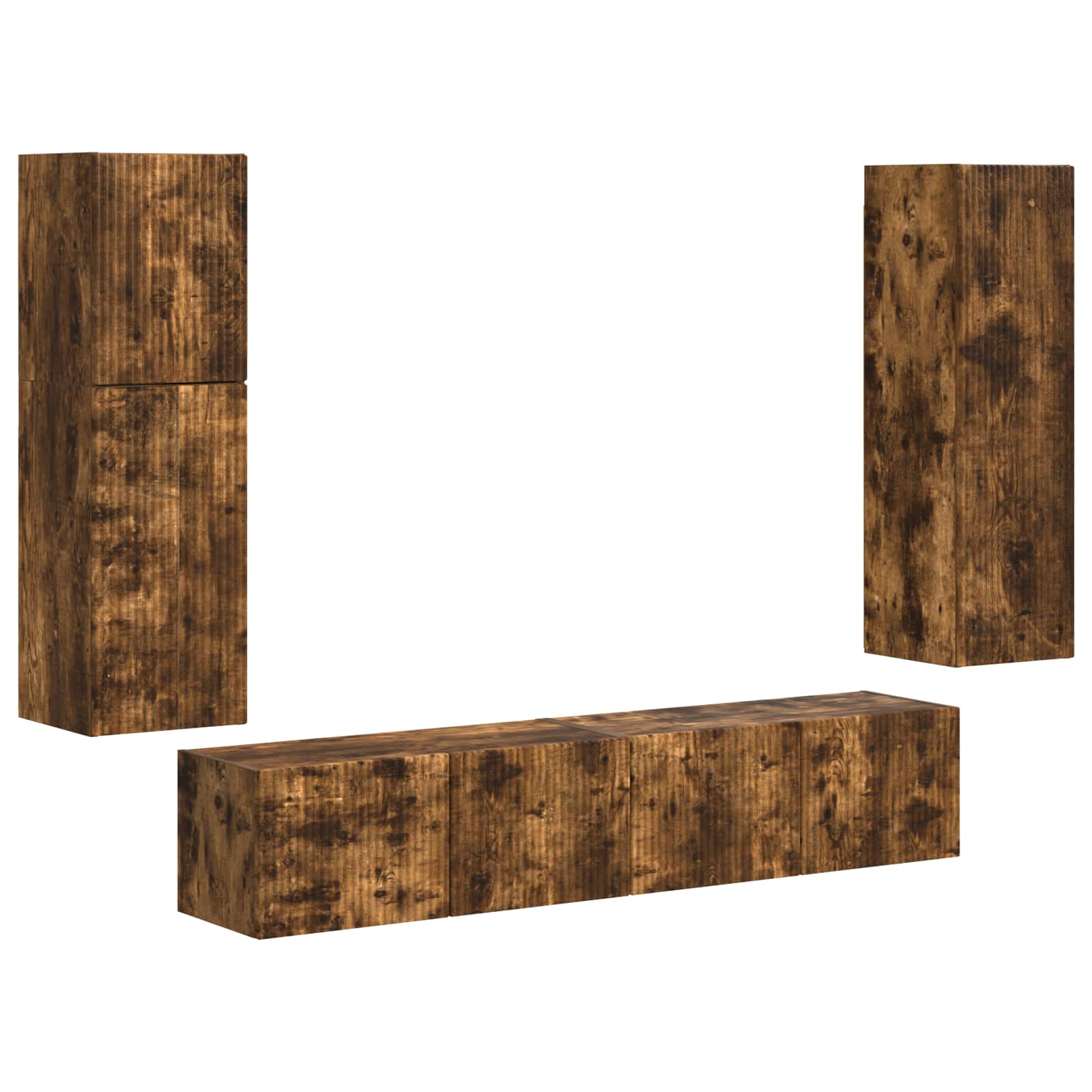 Telerikapi komplekt 4 pcs Suitsetatud tamm Tehispuit 117 Kõik vajalik sinu aeda ja koju! Telerikapi komplekt 4 pcs Suitsetatud tamm Tehispuit - Image 2