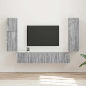 Sestava TV skříněk Nástěnný 4 pcs Šedá Sonoma kompozitní dřevo - obrázek 1
