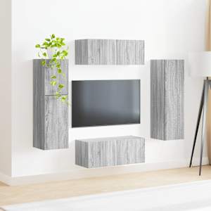 Sestava TV skříněk Nástěnný 4 pcs Šedá Sonoma kompozitní dřevo - obrázek 4