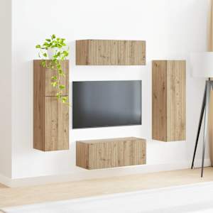 Sestava TV skříněk 4 pcs Artisanový dub kompozitní dřevo - obrázek 4