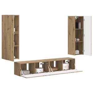Sestava TV skříněk 4 pcs Artisanový dub kompozitní dřevo - obrázek 3
