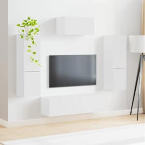 Sestava TV skříněk Nástěnný 4 pcs Bílá kompozitní dřevo - obrázek 4