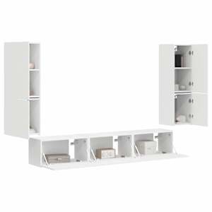 Sestava TV skříněk Nástěnný 4 pcs Bílá kompozitní dřevo - obrázek 3