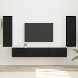 Sestava TV skříněk Nástěnný 4 pcs Černá kompozitní dřevo - obrázek 1
