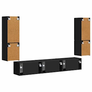 Sestava TV skříněk Nástěnný 4 pcs Černá kompozitní dřevo - obrázek 9