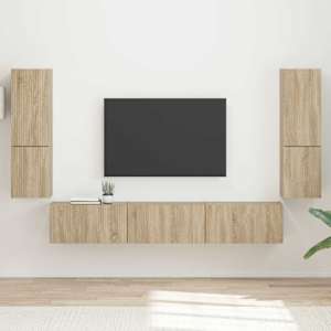 Sestava TV skříněk Nástěnný 4 pcs Sonoma dub kompozitní dřevo - obrázek 1