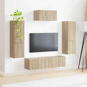 Sestava TV skříněk Nástěnný 4 pcs Sonoma dub kompozitní dřevo - obrázek 4