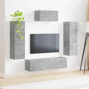 Sestava TV skříněk 4 pcs Betonově šedá kompozitní dřevo - obrázek 4