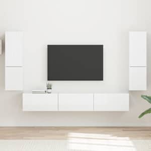 Sestava TV skříněk 4 pcs Vysoce lesklá bílá kompozitní dřevo - obrázek 1