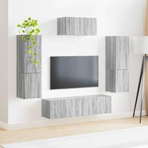 Sestava TV skříněk Nástěnný 4 pcs Šedá Sonoma kompozitní dřevo - obrázek 4