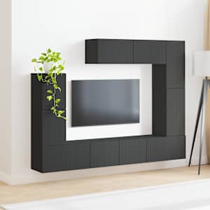 Sestava TV skříněk Nástěnný 5 pcs Černá kompozitní dřevo - obrázek 4