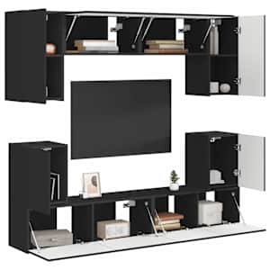Sestava TV skříněk Nástěnný 5 pcs Černá kompozitní dřevo - obrázek 3