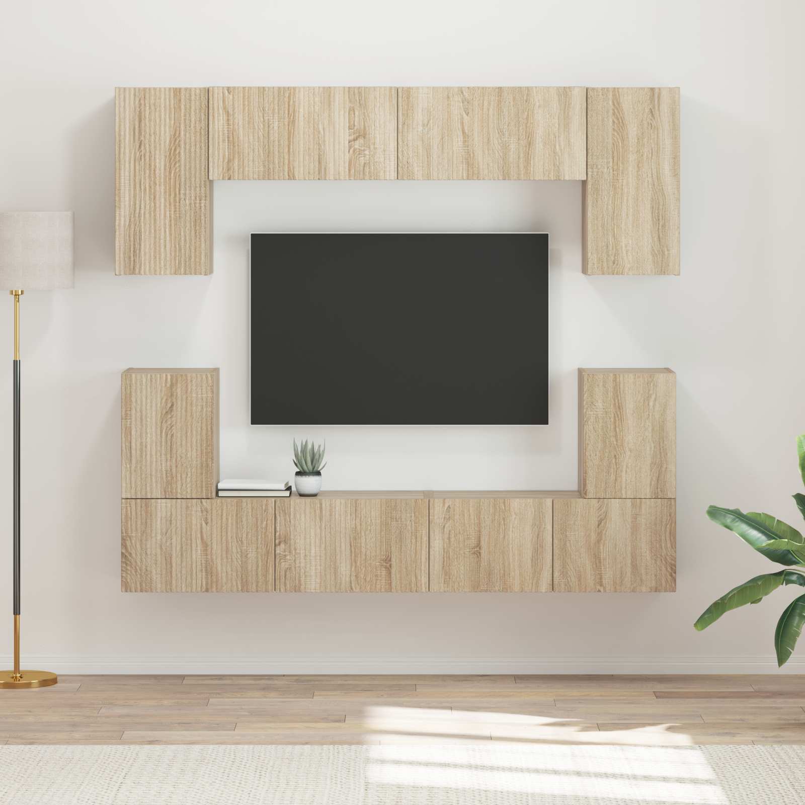 vidaXL Set comodă TV Pe perete 5 pcs Stejar Sonoma Lemn compozit