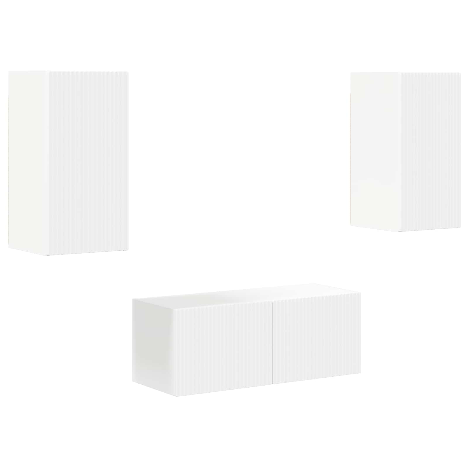 Telerikapi komplekt Seinale kinnitatav 6 pcs Valge Tehispuit 2 Kõik vajalik sinu aeda ja koju! Telerikapi komplekt Seinale kinnitatav 6 pcs Valge Tehispuit - Image 2