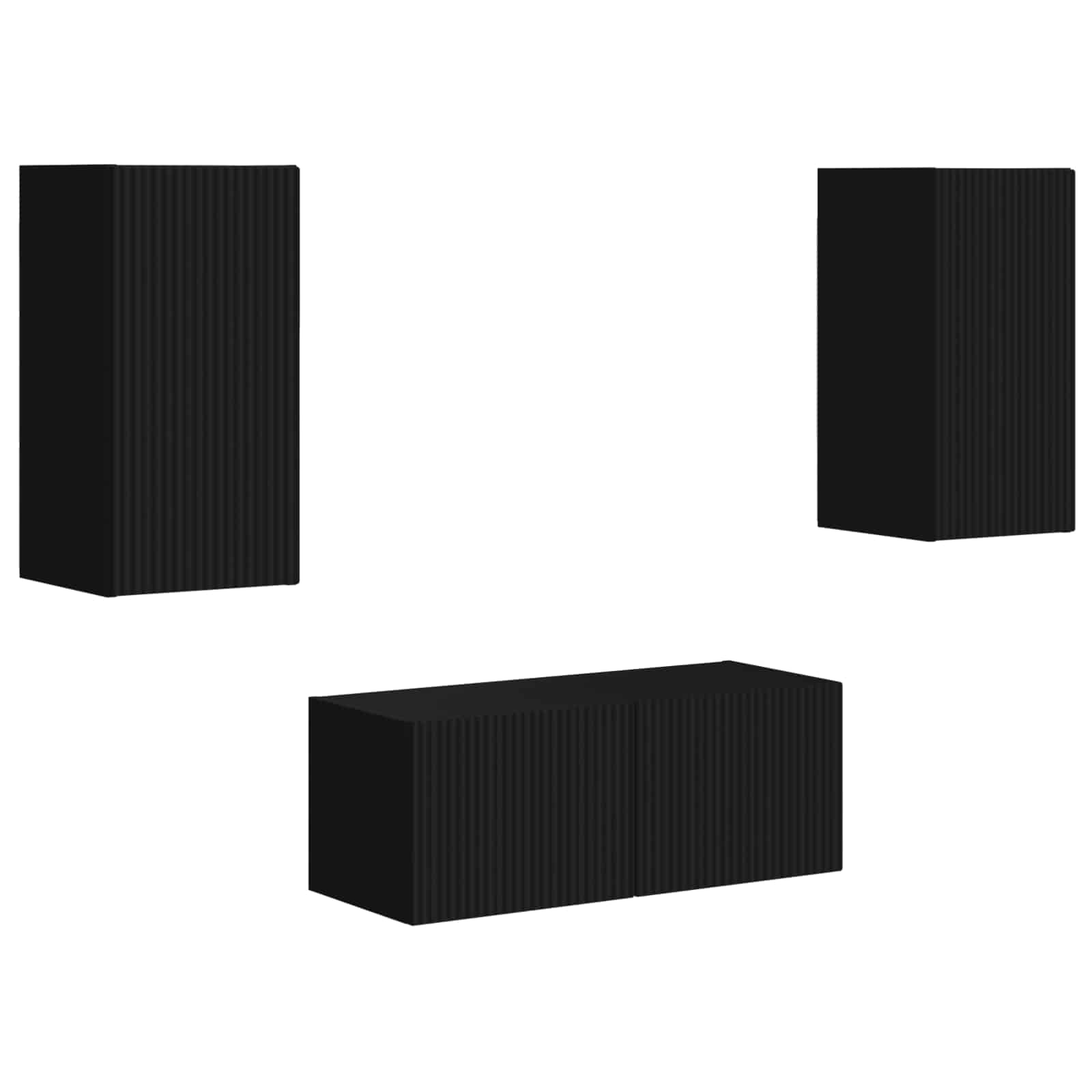 Telerikapi komplekt Seinale kinnitatav 6 pcs Must Tehispuit 2 Kõik vajalik sinu aeda ja koju! Telerikapi komplekt Seinale kinnitatav 6 pcs Must Tehispuit - Image 2