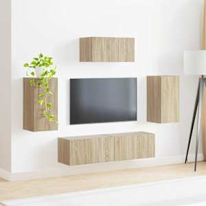 Sestava TV skříněk Nástěnný 5 pcs Sonoma dub kompozitní dřevo - obrázek 4