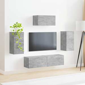 Sestava TV skříněk 5 pcs Betonově šedá kompozitní dřevo - obrázek 4