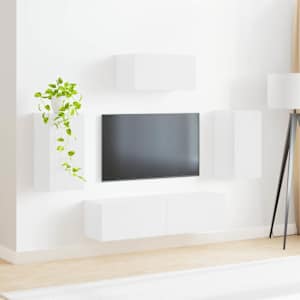 Sestava TV skříněk 5 pcs Vysoce lesklá bílá kompozitní dřevo - obrázek 4