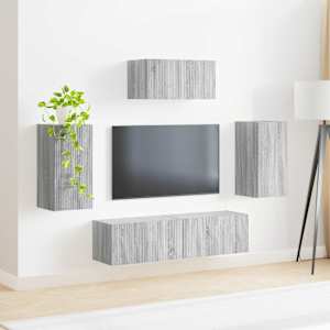 Sestava TV skříněk Nástěnný 5 pcs Šedá Sonoma kompozitní dřevo - obrázek 4