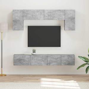 Sestava TV skříněk 4 pcs Betonově šedá kompozitní dřevo