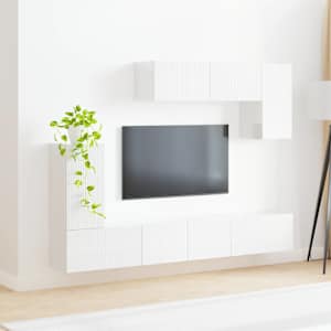 Sestava TV skříněk 4 pcs Vysoce lesklá bílá kompozitní dřevo - obrázek 4