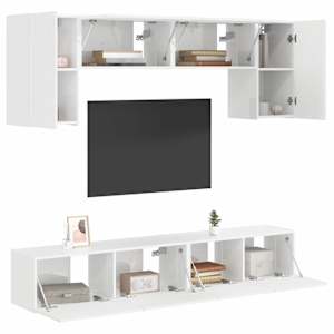 Sestava TV skříněk 4 pcs Vysoce lesklá bílá kompozitní dřevo - obrázek 3