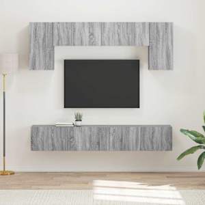 Sestava TV skříněk Nástěnný 4 pcs Šedá Sonoma kompozitní dřevo