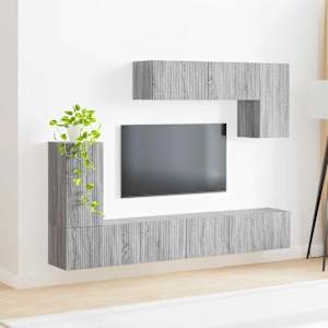 Sestava TV skříněk Nástěnný 4 pcs Šedá Sonoma kompozitní dřevo - obrázek 4