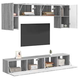 Sestava TV skříněk Nástěnný 4 pcs Šedá Sonoma kompozitní dřevo - obrázek 3