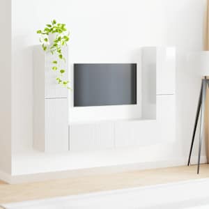 Sestava TV skříněk 6 pcs Vysoce lesklá bílá kompozitní dřevo - obrázek 4