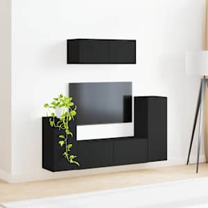 Sestava TV skříněk 4 pcs Černá kompozitní dřevo - obrázek 4