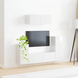 Sestava TV skříněk 4 pcs Vysoce lesklá bílá kompozitní dřevo - obrázek 4