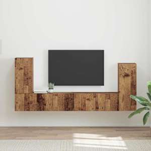 Sestava TV skříněk 4 pcs Staré dřevo kompozitní dřevo - obrázek 1