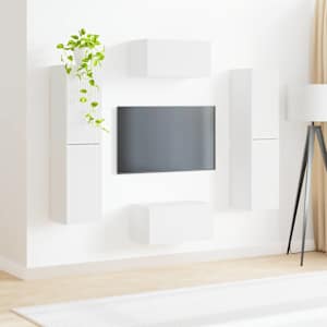 Sestava TV skříněk 6 pcs Bílá kompozitní dřevo - obrázek 4