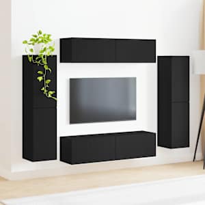 Sestava TV skříněk 8 pcs Černá kompozitní dřevo - obrázek 4