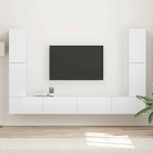 Sestava TV skříněk 8 pcs Vysoce lesklá bílá kompozitní dřevo - obrázek 1