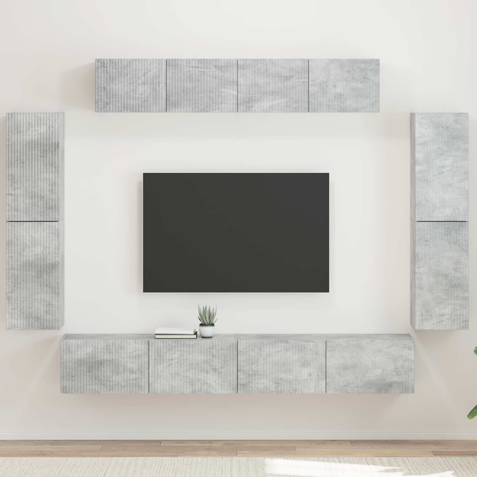 vidaXL TV-Schränk 4 pcs Beton Grau