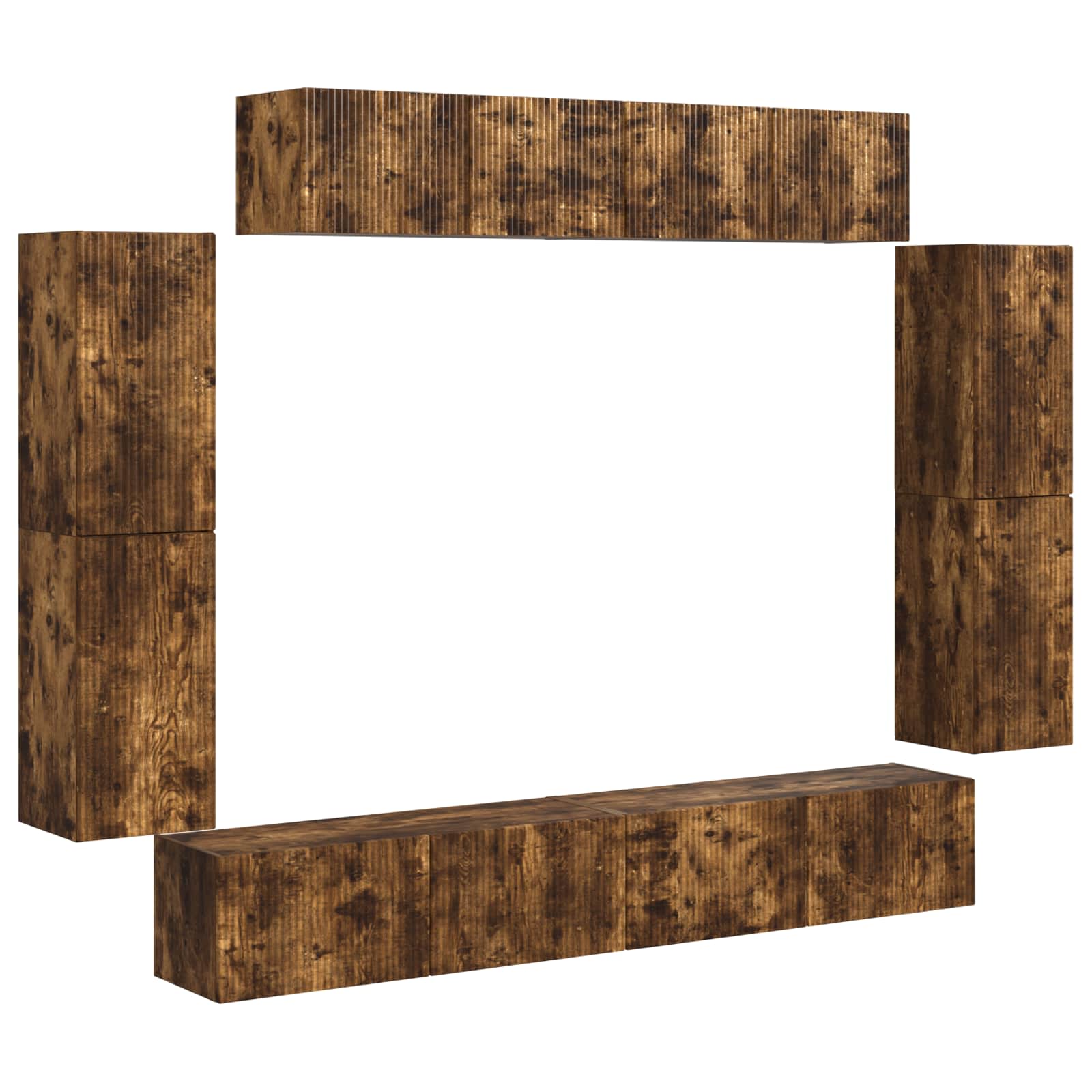 Cabinet TV 4 pcs Stejar fumuriu