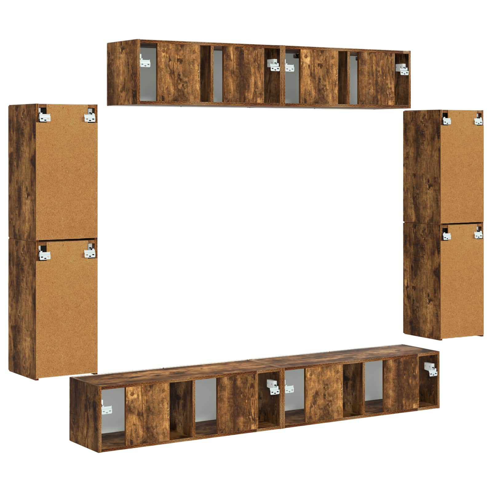 Cabinet TV 4 pcs Stejar fumuriu