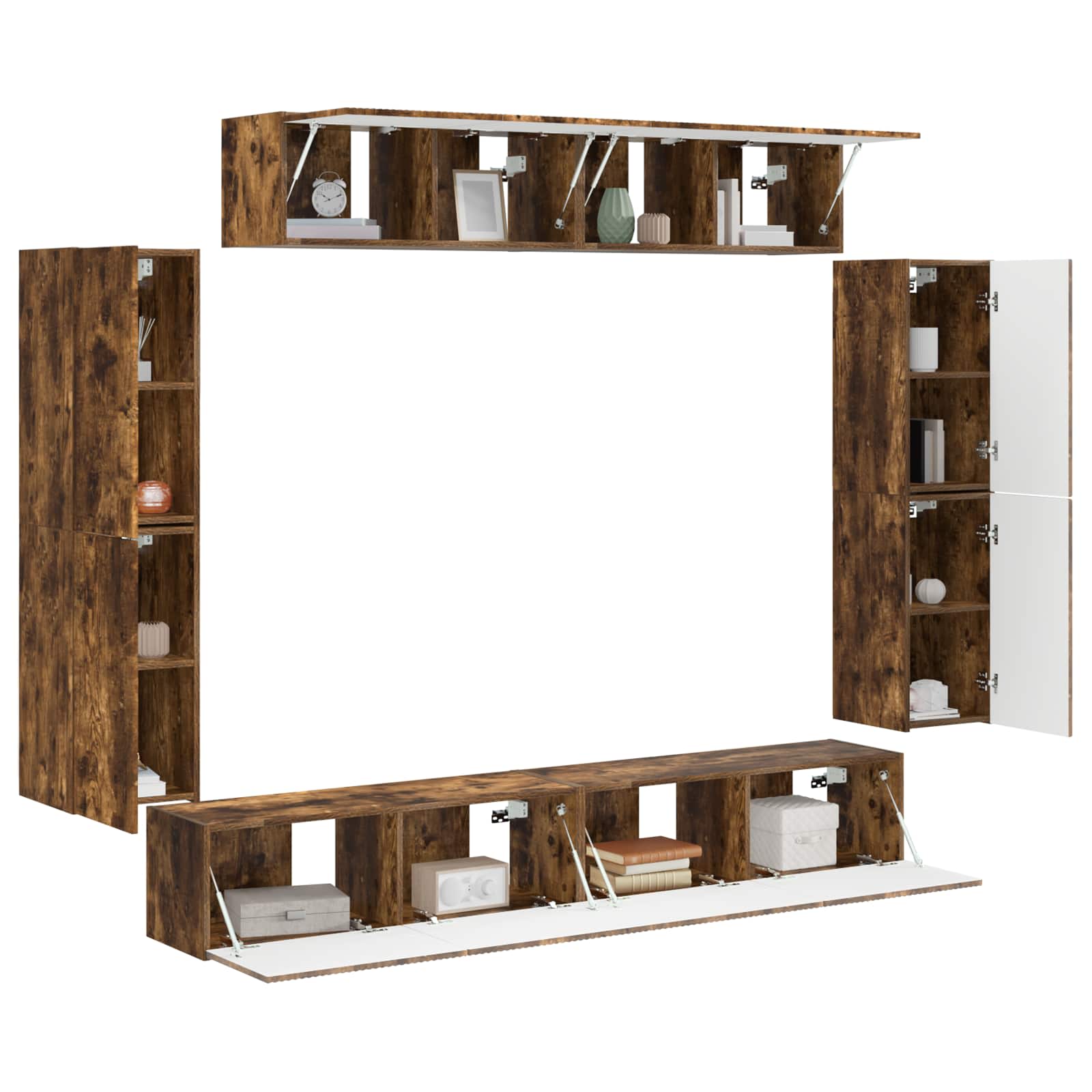 Cabinet TV 4 pcs Stejar fumuriu