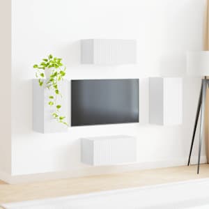 Sestava TV skříněk 4 pcs Bílá kompozitní dřevo - obrázek 4