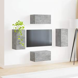 Sestava TV skříněk 4 pcs Betonově šedá kompozitní dřevo - obrázek 4