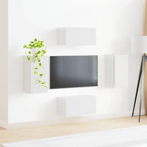 Sestava TV skříněk 4 pcs Vysoce lesklá bílá kompozitní dřevo - obrázek 4